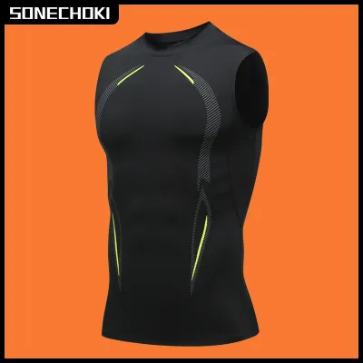 Compression Tank Top Men Running Gym Shirt Sleeveless Quick Dry Sportswear Male Fitness Bodybuilding Vest Workout Muscle Top