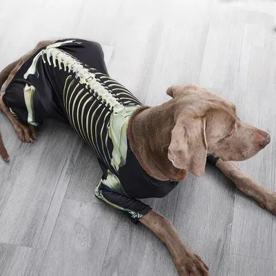 Pet Dog Halloween Costume Skeleton Dog Transformation Outfit Comfortable and Cool Large Dog Clothes Pet Supplies