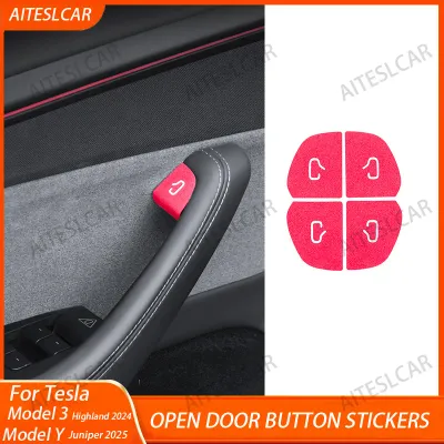 For Tesla New Model 3 Y Highland Juniper 2025 Car Interior Suede Door Switch Button Trim Stickers Patch Trim Cover Accessories