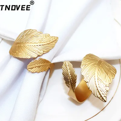 8Pcs Matte Gold Napkin Ring Fall Leaf Napkin Holder for Thanksgiving Easter Christmas Wedding Party Dinner Table Decor ERL36