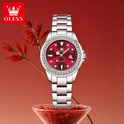 OLEVS 9945 Elegant Original Watches For Woman Quartz Watch Waterproof Luminous Automatic Date Ladies Watch Gifts Diamond Bezel