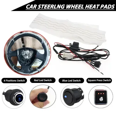 Universal 4 Switch Car Steering Wheel Heater Kits 12V Car Heat Pads 60X9cm Heated Steering Wheel Covers for Cars