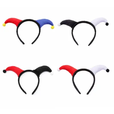 Cute Two-color Clown Headband Exaggerated Costume Accessories Halloween Devil Horn Headpiece Joker Headwear Halloween Party