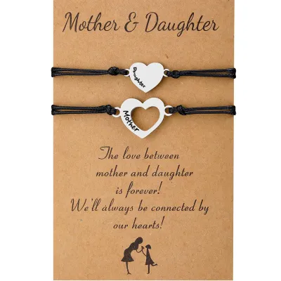 Mothers Day Gifts - Mother Daughter Matching Heart Bracelets set Jewelry Birthday Gifts for Mom Mothers Day Gift From Daughter