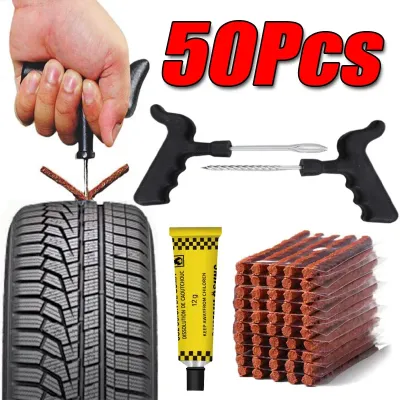 Universal Tubeless Tire Repair Kit - 30s Quick Plug & String Strips for Car/Motorcycle/Truck Emergency Puncture Fix