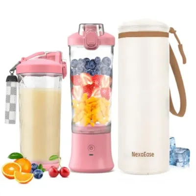 Portable Electric Blender 20 OZ Insulated Sleeve USB-C Rechargeable Shaker Bottle for Smoothies and Protein Shakes Compact Trav