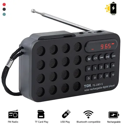 Портативное FM-радио, перезаряжаемый мини-солнечный Bluetooth-спикер с USB, TF-картой, MP3-плеером, беспроводной колонкой, FM-радиоприёмником