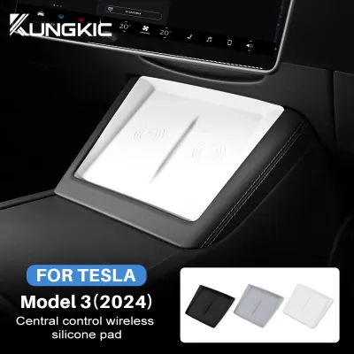 for Tesla Model 3 Highland 2024-26 Model Y 2025 2026 Juniper Silicone Wireless Car Charging Pad Non-Slip Mat Dust-Proof Charger