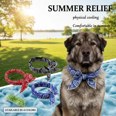 Summer Cartoon Pet Scarf Cat Drool Towel Dog Cooling Ice Scarf Lightweight Quick Dry Soft Fabric Pet Bandana for Dogs And Cats