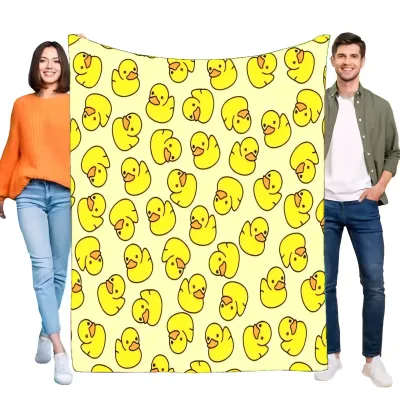 Cute Duck Pattern Blanket Soft Flannel Throw Cozy Soft Weighted Bed Sofa Cover Ideal for Home Decor Gift for Kids and Adults, Li