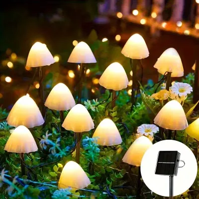 4.5m 12LED 8 Modes Mushroom Solar Lights Solar Pathway Lights Outdoor Fairy Light for Garden Backyard Lawn Party Christmas