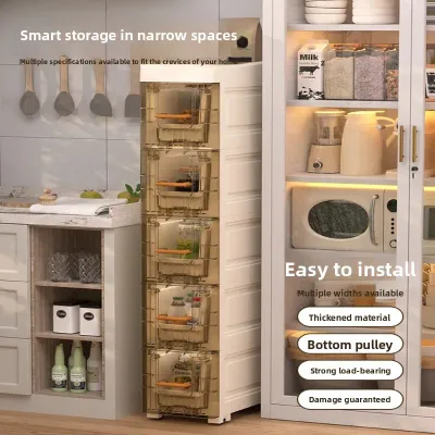 Slim Storage Cabinet, Rolling Kitchen Organizer, Narrow Multilayer Shelf, Mobile Storage Cart for Pantry, Bathroom, Bedroom