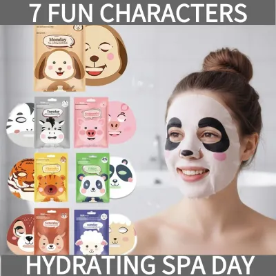 7 Styles Animal Face Mask Set Funny Panda Dog Pig Hydrating Sheet Mask for Spa Party Cute Skincare Gift for Women Girls 1/7PCS