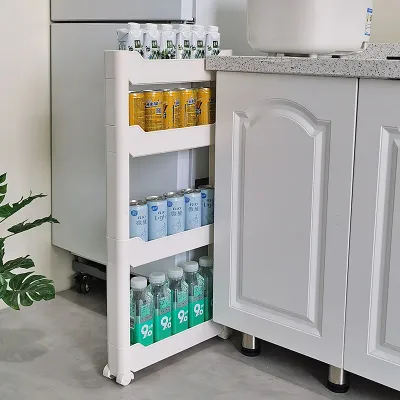Ultra-Slim Gap Storage Cabinet Space-Saving Organizer for Small Spaces Narrow Refrigerator Side Slim Storage Rack