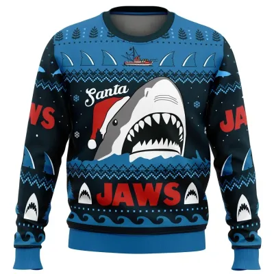 Santa Jaws Jaws Men'sgraphic Sweatshirts Funny Ugly Christmas Sweater Sweater Harajuku Fashion Jumper Sweaters Streetwear