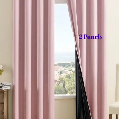 2pcs 100% Blackout Curtains, Thermal Insulated Window Drapes, Window Curtains for Living Room, Bedroom, Kitchen Home Decoration