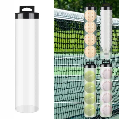 New Clear Pickleball Storage Box With Lid Cylindrical Pickleball Holder Tube Ball Holder Badminton Baseball Tennis