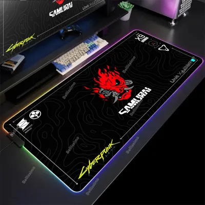RGB Gaming Cyberpunks Mouse Pad XXL Computer Gamer Large Led Mousepad Ghost Head Desktop Decoration WOW Deskmat Wit Backlit