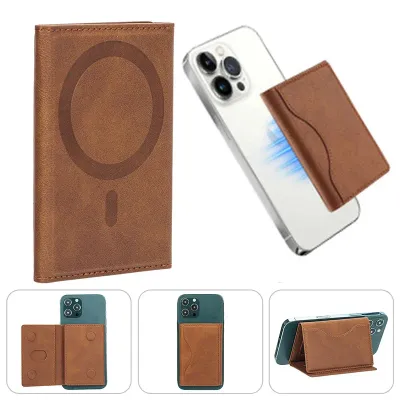Trifold Magnetic Phone Wallet PU Leather Card Bag Magsafe Card Holder Wallet for Apple IPhone 16 15 12 13 14 Pro Max Plus Mini