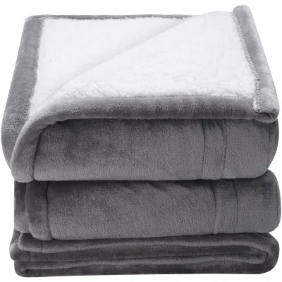 SucceBuy Heated Blanket Electric Throw 4 Sizes Soft Flannel & Sherpa Heating Blanket with 3 Hours Timer Auto-off 5 Heating Level