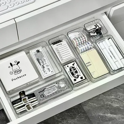 Stackable Acrylic Drawer Organizer Adjustable Divider Trays For Cosmetics Modular Makeup Storage Box