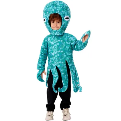 Kids Cosplay Octopus Boys Girls Costume and Headgear Halloween Masquerade Carnival Party Childrens Stage Performance Dress Up