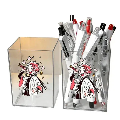 Demon Slayer Anime Pen Holder Organizer Plastic Students Office Desk Attractive Large Capacity for Makeup Brushes and Stationery