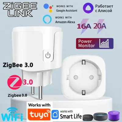 Tuya EU Smart Plug WIFI/Zigbee 3.0 Smart Socket Power Monitor Timing Voice Control Smart Home DIY Works Whit Alexa Google Home
