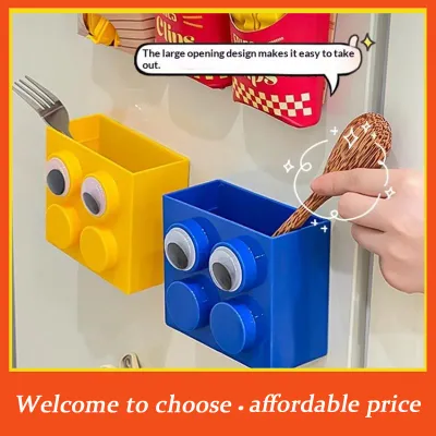 **Cute Brick Magnetic Storage Box Fridge Magnet Holder Wall Mount Pen Holder Fridge Organizer For Kitchen Home Office Organizer'