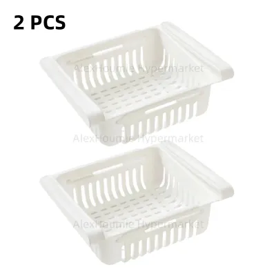 2 Packs Refrigerator Hanging Drawer Organizer Retractable Drawer Refrigerator Storage Box Pull Out Storage Box Sliding Shelves