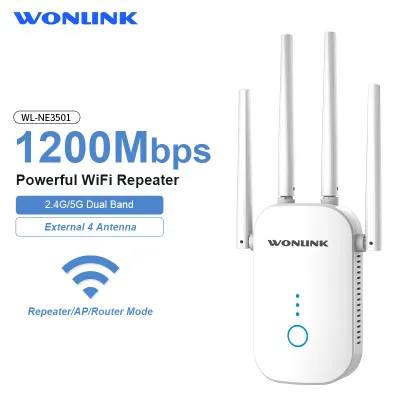 Wonlink 1200Mbps WiFi Repeater Dual Band 2.4G/5GHz long Wireless WiFi Signal Booster Extender Amplifier Router/AP For home
