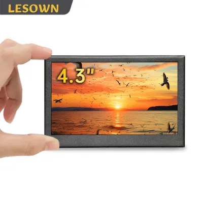 LESOWN Small 4.3 Inch Lightweight Portable Display Monitor 800x480 IPS LCD Mini External Screen for Travel Journalists Laptop