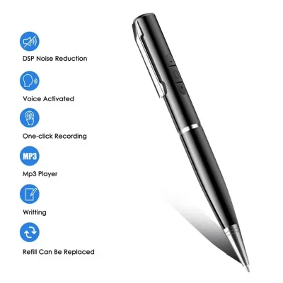 Digital Voice Recorder Pen Mini Professional Sound Dictaphone Noise Reduction Voice Activated Recording MP3 Player for Meeting
