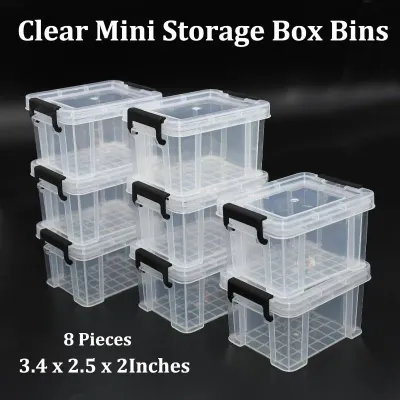 8-Piece Set with Lid Plastic Storage Boxes - Stackable Bead Organizer Boxes, Small Square Handmade Containers, Suitable for Jewe