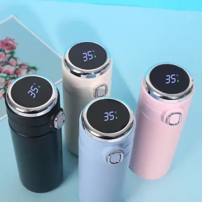 1Pc 400ML Smart Thermos Stainless Steel Water Bottle Led Digital Temperature Display Coffee Thermal Mugs Intelligent Insulation