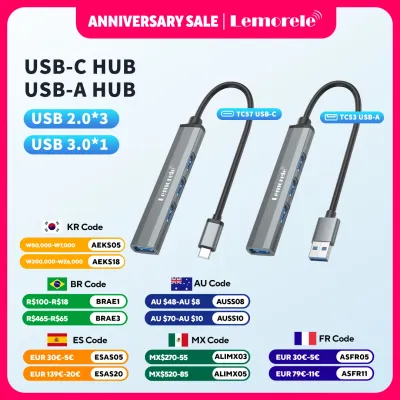 Lemorele USB Hub Type C Hub USB3.0 OTG 4 Port USB C/A HUB Multi Splitter Adapter Laptop Accessories For Lenovo Macbook Pro