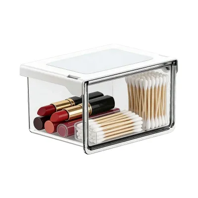 Clear Organizer Drawer Storage Shelves Under-desk Storage Boxes Stackable Rack For Home Kitchen School Offices Cosmetics Bedroom