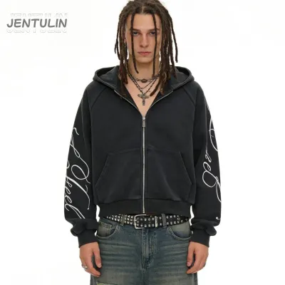 Korean Fashion Simple Fashion Black Oversized Zipper Hoodie Women's Y2K New Harajuku Gothic Aesthetics Casual Couple Street Wear
