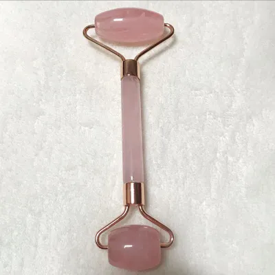 1Pc Pink Resin Jade Roller for Face - Jade Gua Sha Rose Quartz Face Roller for Aging Wrinkles and Puffiness Massage Set