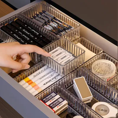 Desk Drawer Organizer Box Transparent Drawer Storage Box Makeup Organizer Cosmetic Containers Acrylic Clear Plastic Storage Box