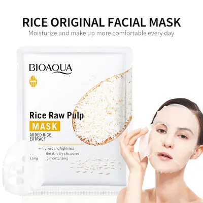 5/10pcs BIOAQUA Rice Raw Pulp Facial Masks Whitening Moisturizing Hydrating Anti-aging Face Mask Sheets Masks Skin Care