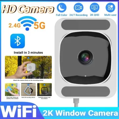 2.4/5GHz WiFi Window Camera 3MP Full Color Night Vision Indoor Security Mini Camera Replaces Outdoor Through Glass Window New