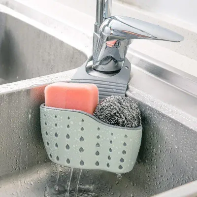 Sink Hanging Basket Sponge Holder Hanging Sink Caddy With Drainage Holes Adjustable Kitchen Bathroom Storage Drying Organizer