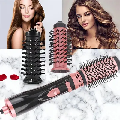 Hair Dryer Brush 2 In 1 Hot Air Spin Brush Curling Straightening Styling Auto-Rotating Ionic Round Blow Hair Dryer Volumizer