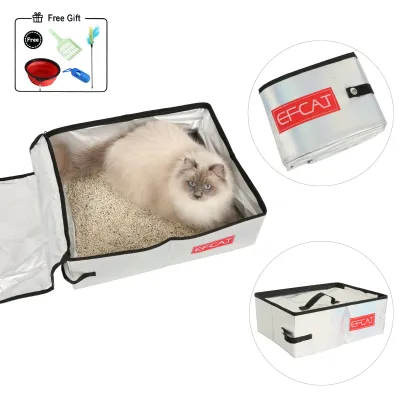 EFCAT Portable Cat Simple Litter Box With Cover Foldable Waterproof Large Size Outdoor Pet Kitten Travel Toilet