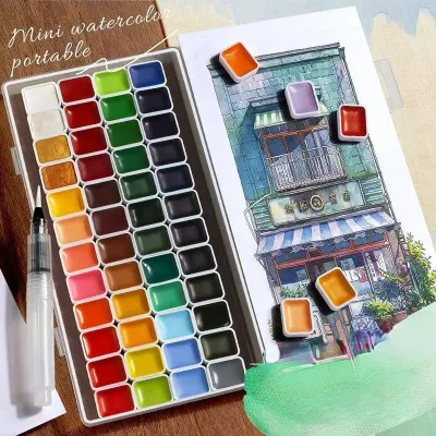 Professional 48 Colors Granulating Watercolor Paint Set 1ml Transparent Solid Pigment Art Supplies for Artists Adults Beginners