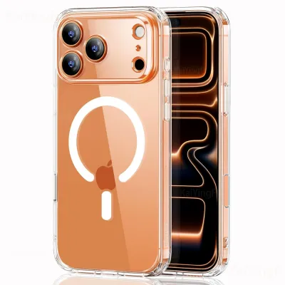 Magnetic Clear Phone Case For iPhone 17 Air 16 15 14 13 12 11 Pro Max XR Wireless Charge for Magsafe Cases Cover Anti-Yellowing