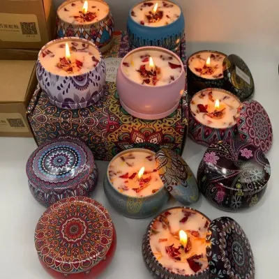 1PCS Vintage Can Candles Soy Wax Flower Fragrance Scented Candle Home Decoration Candle Jars for Wedding Ceremony Birthday Gift