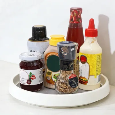 Rotating Storage Tray 360 Degree Turntable Rotating Spice Bottle Organizer Tray Kitchen Countertop Carousel Storage for Easy