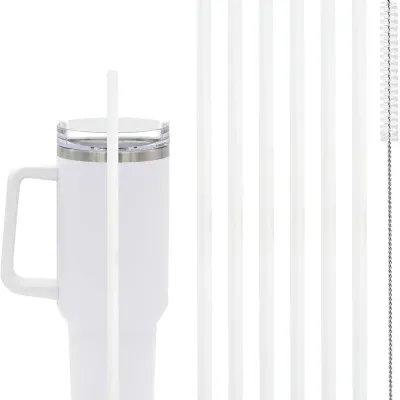 6 Pcs Replacement Straw for Stanley Adventure Quencher 40 oz 30 oz Cup Tumbler,Straws with Cleaning Brush for Stanley Accessories
